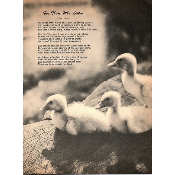 None and/or Unknown Other - For Those Who Listen J. Evans Anderson 1950s Poem Retro Kitsch Wall Art SE13